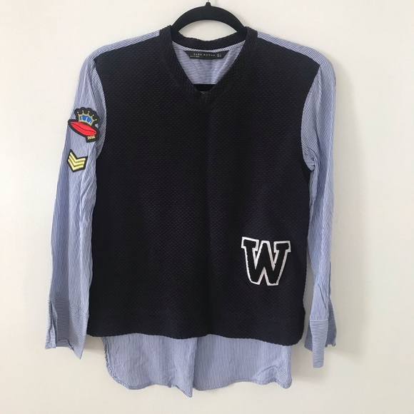 Zara Varsity Top with Patches - Picture 1 of 5
